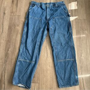 Carhartt Jeans Mens 42x34 Blue Denim Carpenter Double Knee Work Loose Orig. Fit